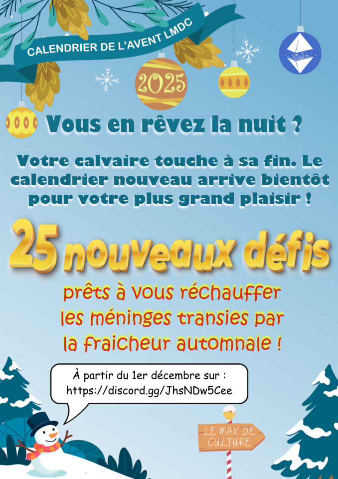 Affiche de présentation du calendrier de l'Avent